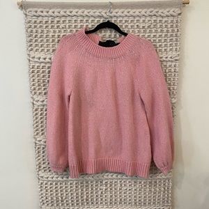 Women’s sweater - pink - size medium - silk black  ribbon in back